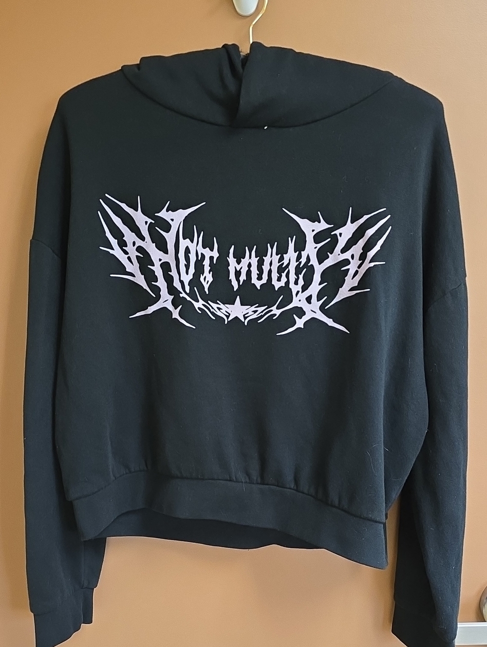Hot Mulligan Crop Hoodie - Emo Pop Punk Metal Logo Grunge Goth M